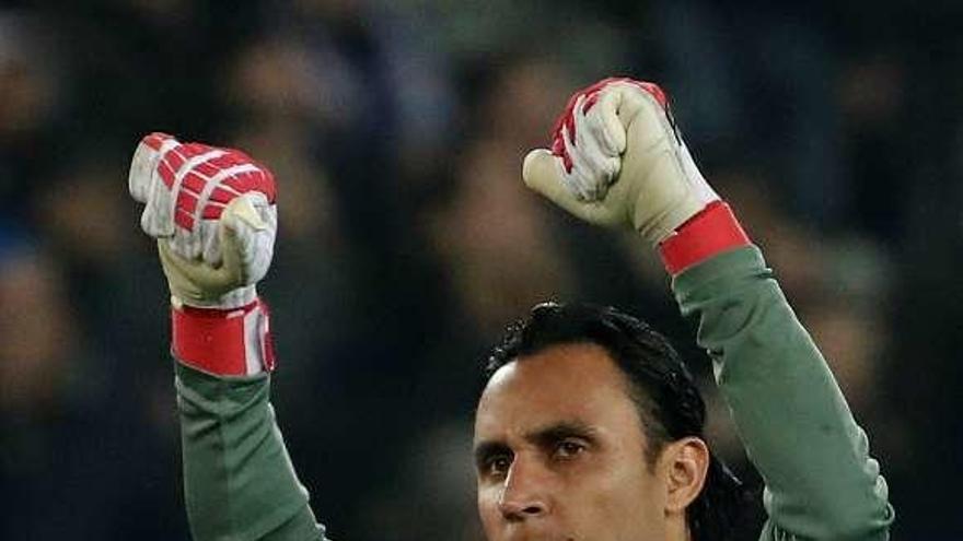 Keylor Navas, celebrando una victoria del Real Madrid.