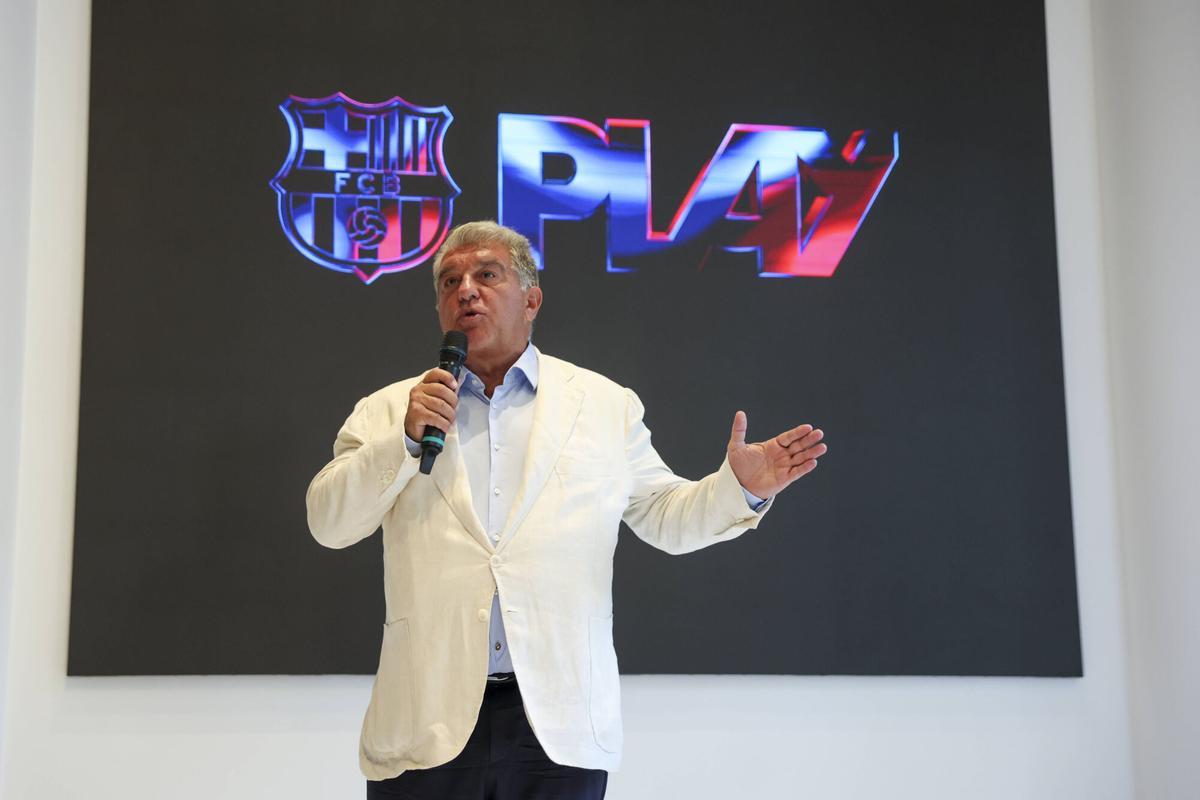 PRESENTACION BARÇA PLAY. LAPORTA. FOTO: VALENTI ENRICH
