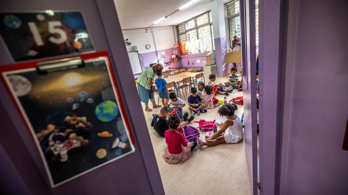 Escuela catalana el primer día de curso.