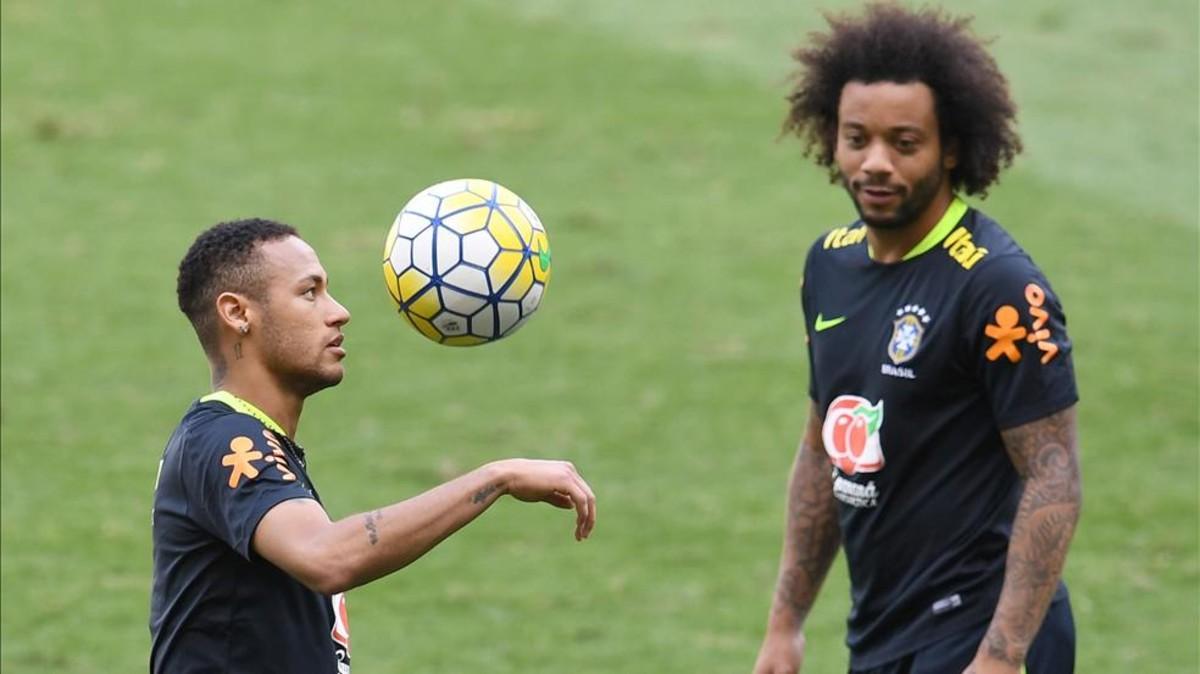 Marcelo y Neymar, con la selección de Brasil
