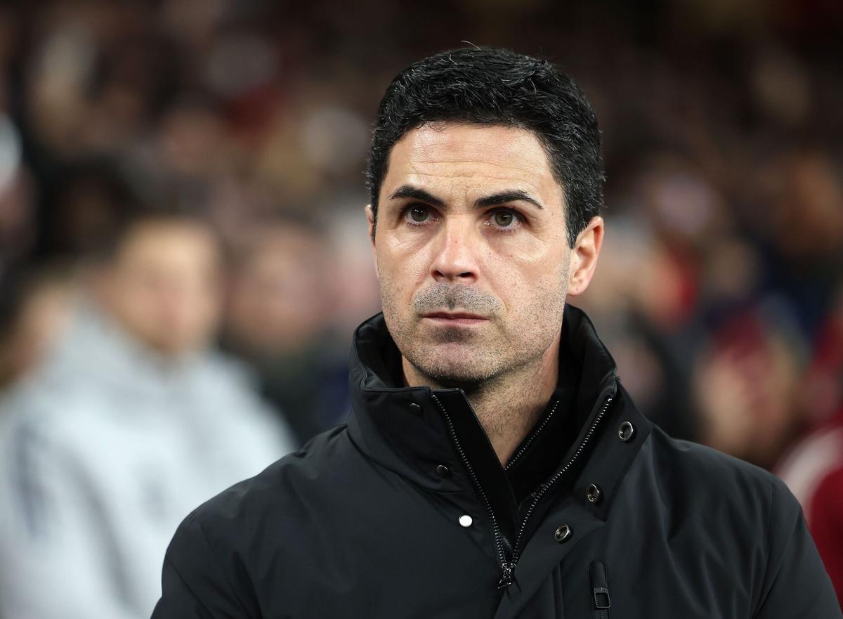 Mikel Arteta durante el partido de Champions frente al Kairat Almaty.