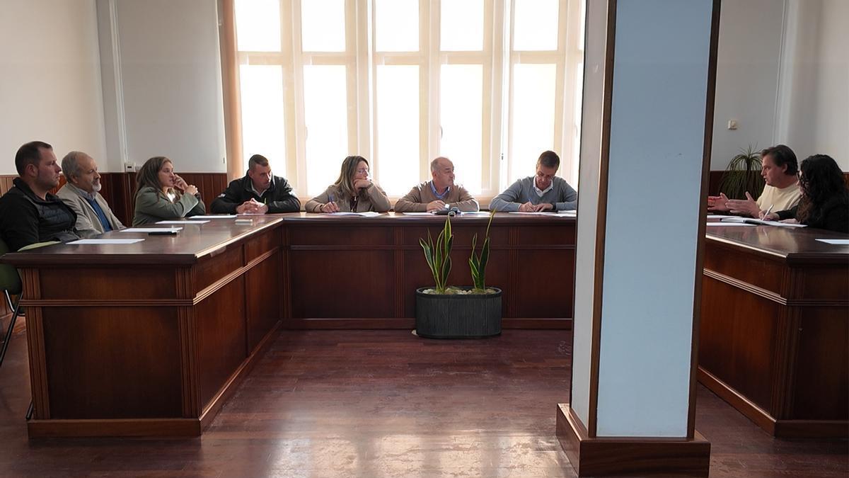 Ramón Tojo, no centro, presidindo o pleno celebrado en Rois.