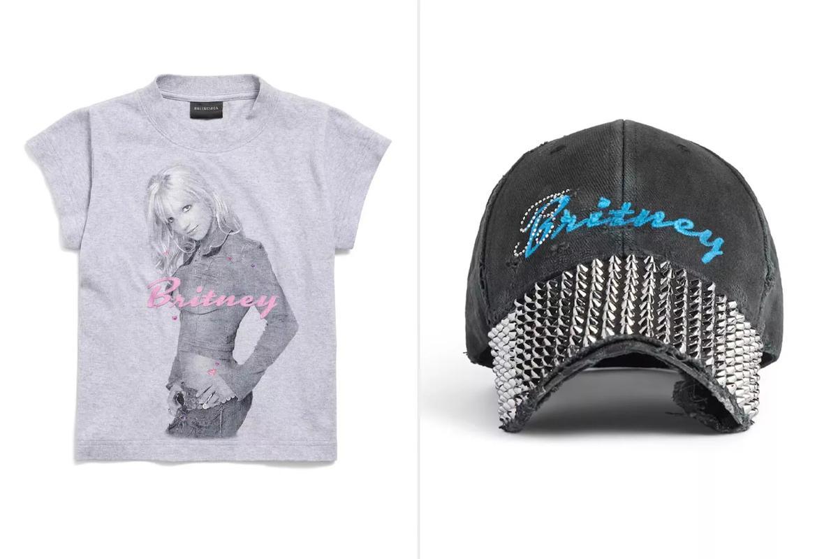 Una camisa con la princesa del pop en los 2000 y una gorra de béisbol de la nueva colección de primavera de Balenciaga.