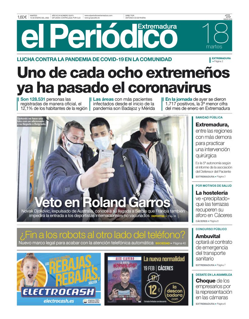 Consulta la portada correspondiente al día 18 de enero del 2022