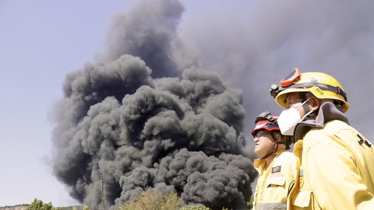 Agents dels ADF davant l'incendi d'Òrrius