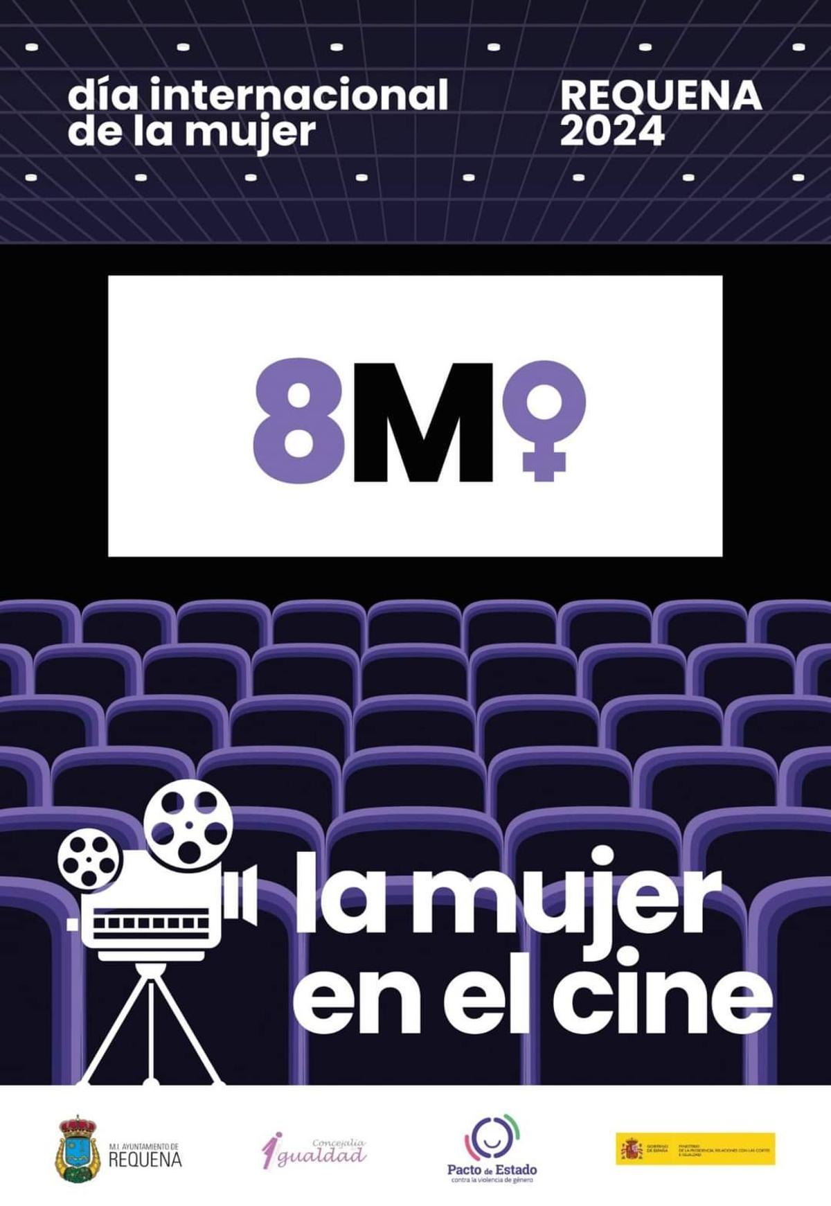 Cartel de la activididad &quot;la mujer en el cine&quot; organizada por el ayuntamiento de Requena en el IES Oleana.