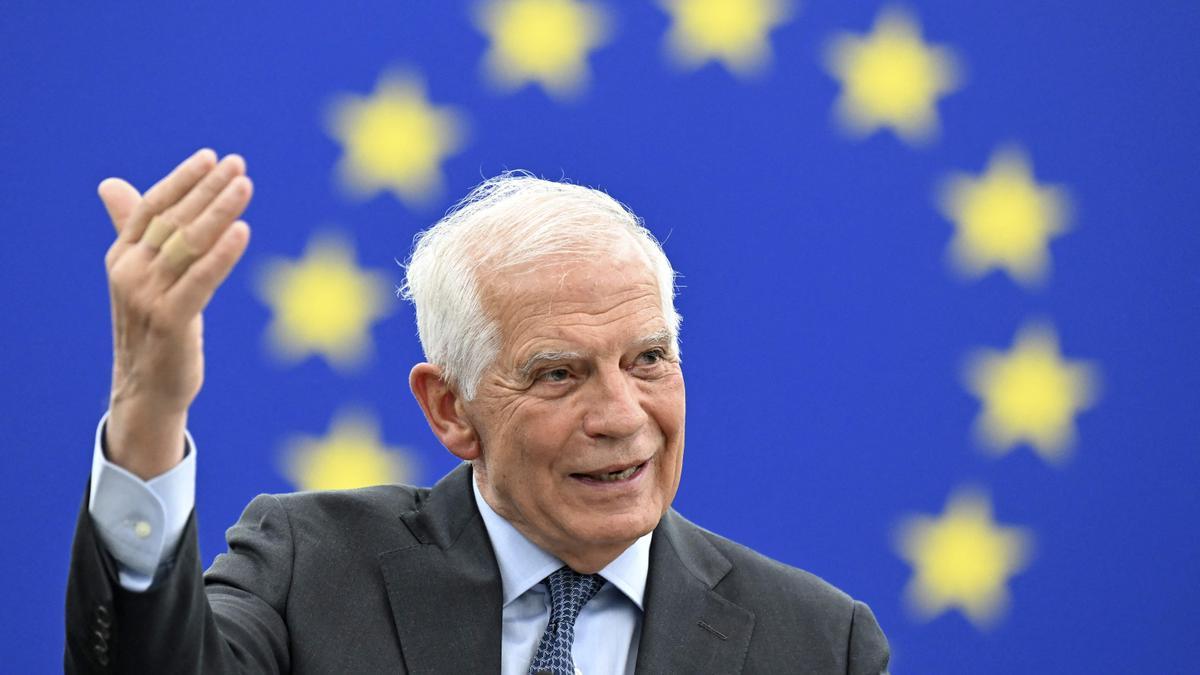 El jefe de la diplomacia europea, Josep Borrell, durante una intervención en el Parlamento de Estrasburgo.