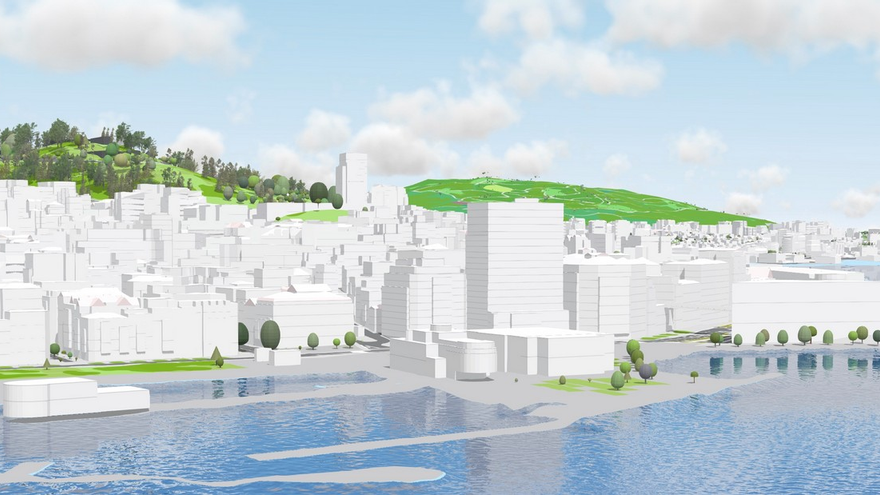 Recreación en 3D de la ciudad presente
en el portal de “Vigo en 3D”.   | // FARO