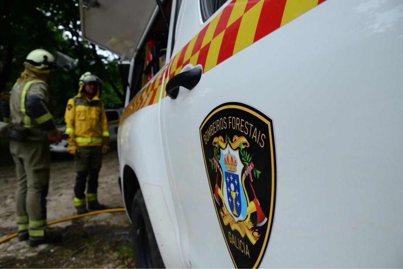 Las imágenes del simulacro contra incendios forestales en Moaña