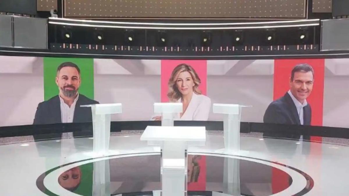 Imagen del plató de RTVE del debate definitivo del 23J.