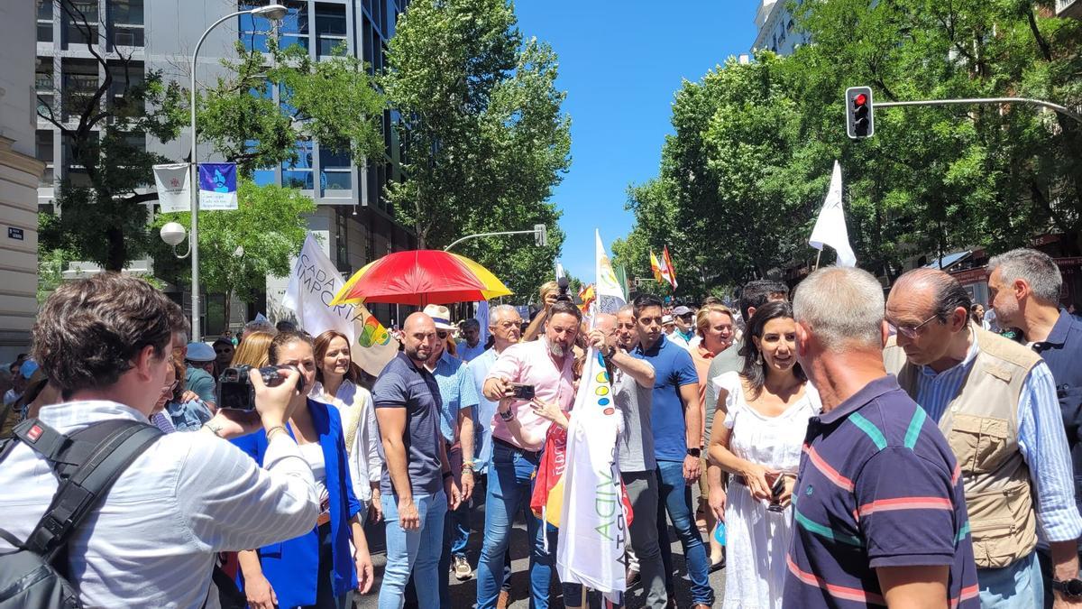 Santiago Abascal, líder de VOX, en la manifestación por la vida de este 26 de junio en Madrid.