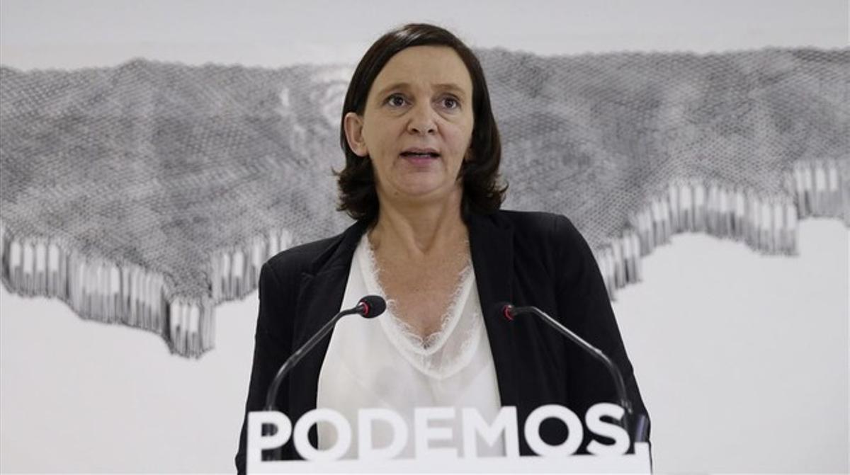 La dirigent de Podem Carolina Bescansa, aquest dimarts, en roda de premsa.