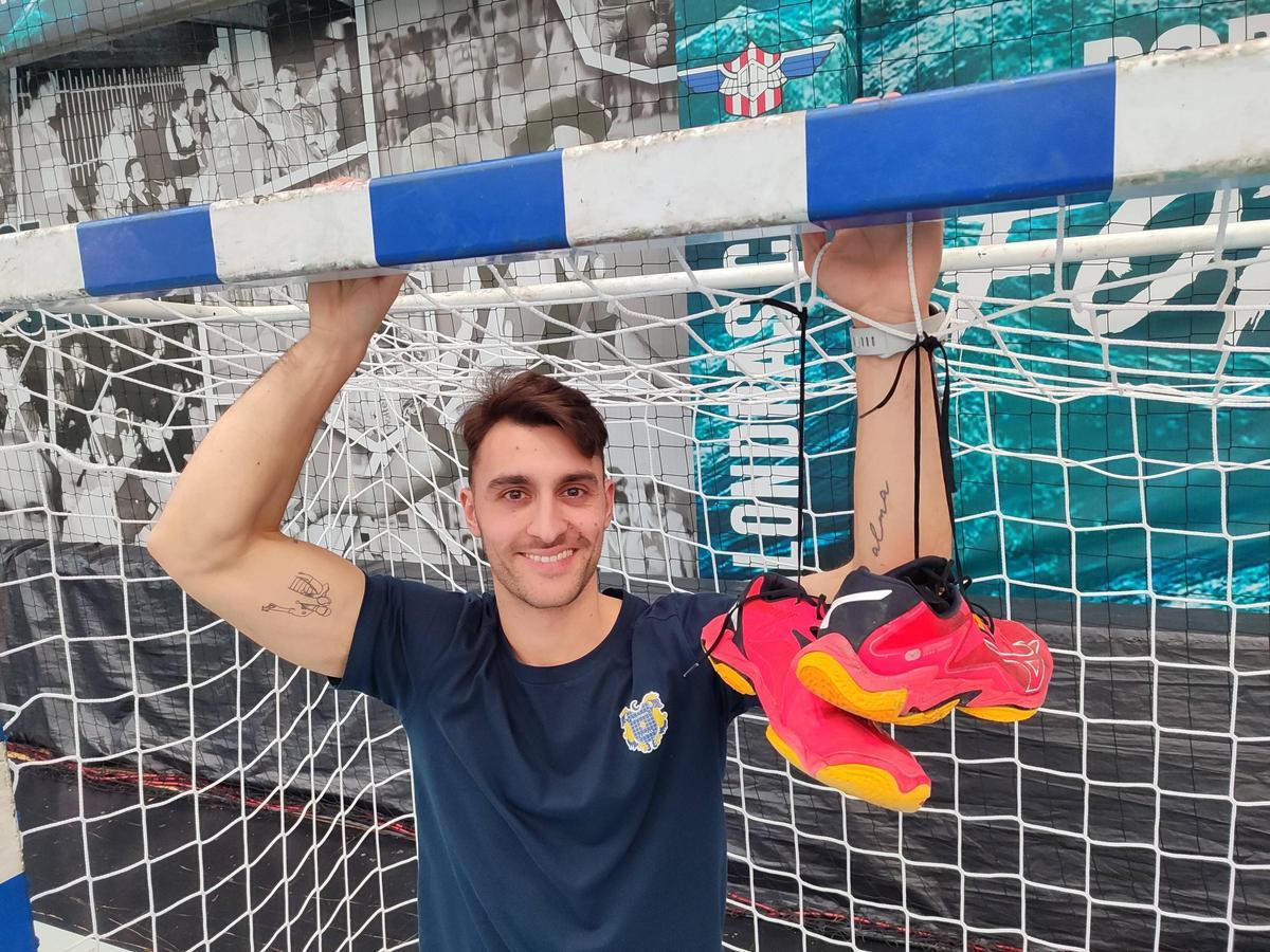 Arón Díaz Ledo, ayer en el pabellón de O Gatañal.