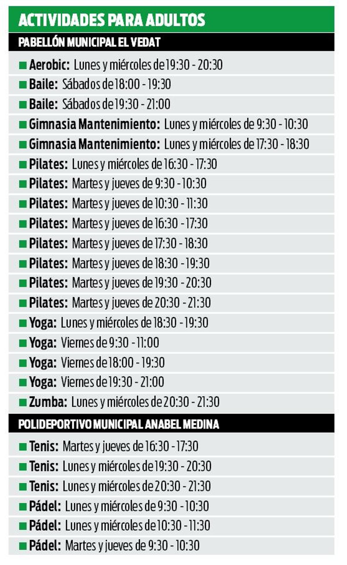 Las actividades para personas adultas de la FDM se desarrollarán desde octubre hasta el mes de junio.