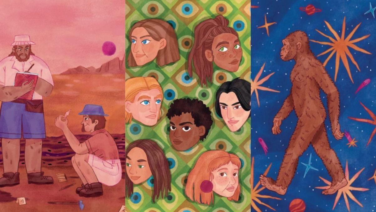 Ilustraciones de Clàudia Capdevila para el libro 'Prehistorias. Cuentos de mujeres que forjaron el mundo'.