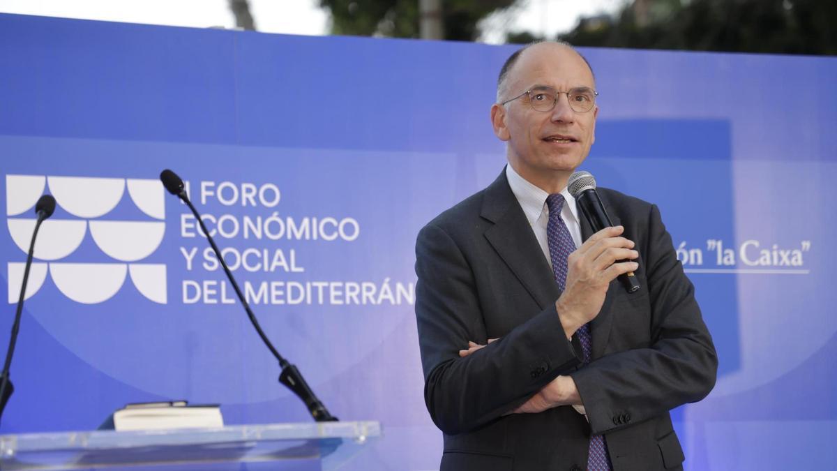 Enrico Letta, durante la inauguración del II Foro del Mediterráneo, en Málaga