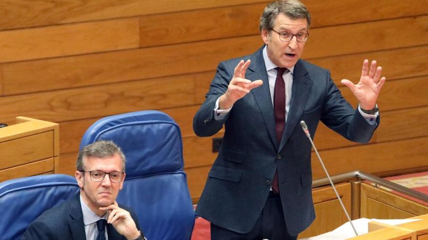 Alberto Núñez Feijóo, durante su intervención en el Parlamento. // Xoán Álvarez