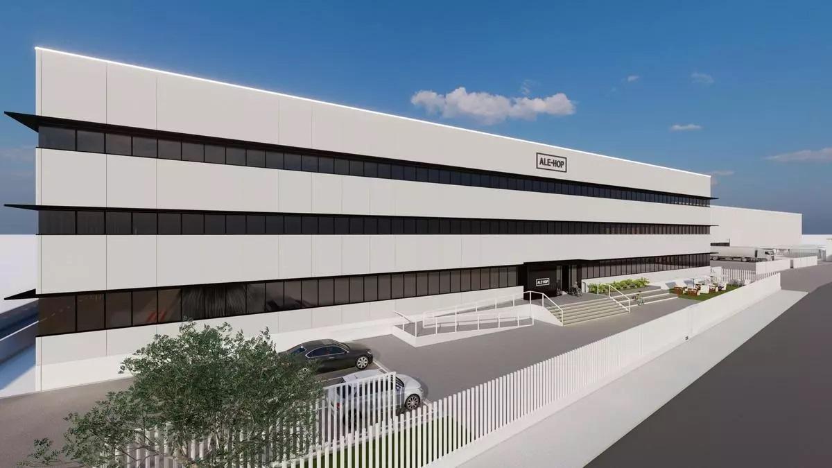 Una recreación virtual del centro logístico que Ale-Hop construye en Oliva.