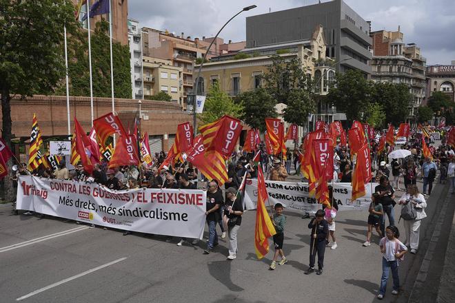Les imatges de la manifestació de l'1 de maig a Girona