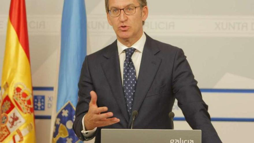 Alberto Núñez Feijóo , ayer, tras el Consello de la Xunta.
