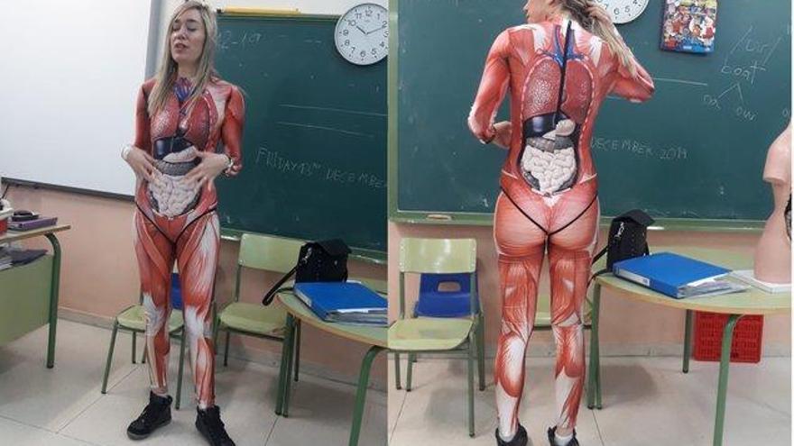 Profesora &quot;se quita la piel&quot; para enseñar anatomía a sus alumnos