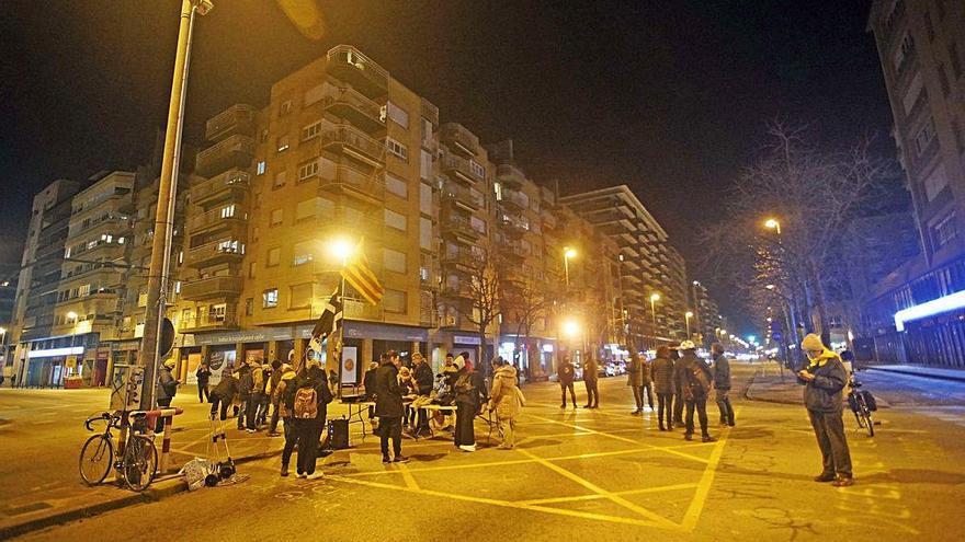 Un dels talls de trànsit a la carretera Barcelona.