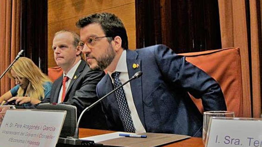 El vicepresident Pere Aragonès, durant la compareixença al Parlament