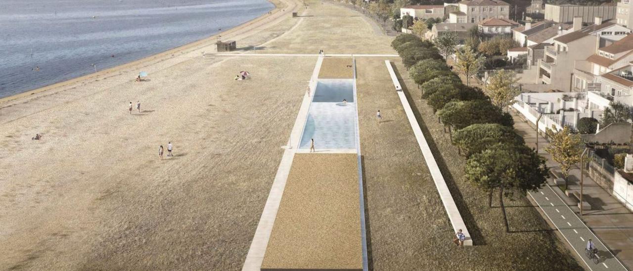 Infografía del proyecto de las nuevas piscinas que quiere construir el Concello de Vilagarcía. |  // FDV