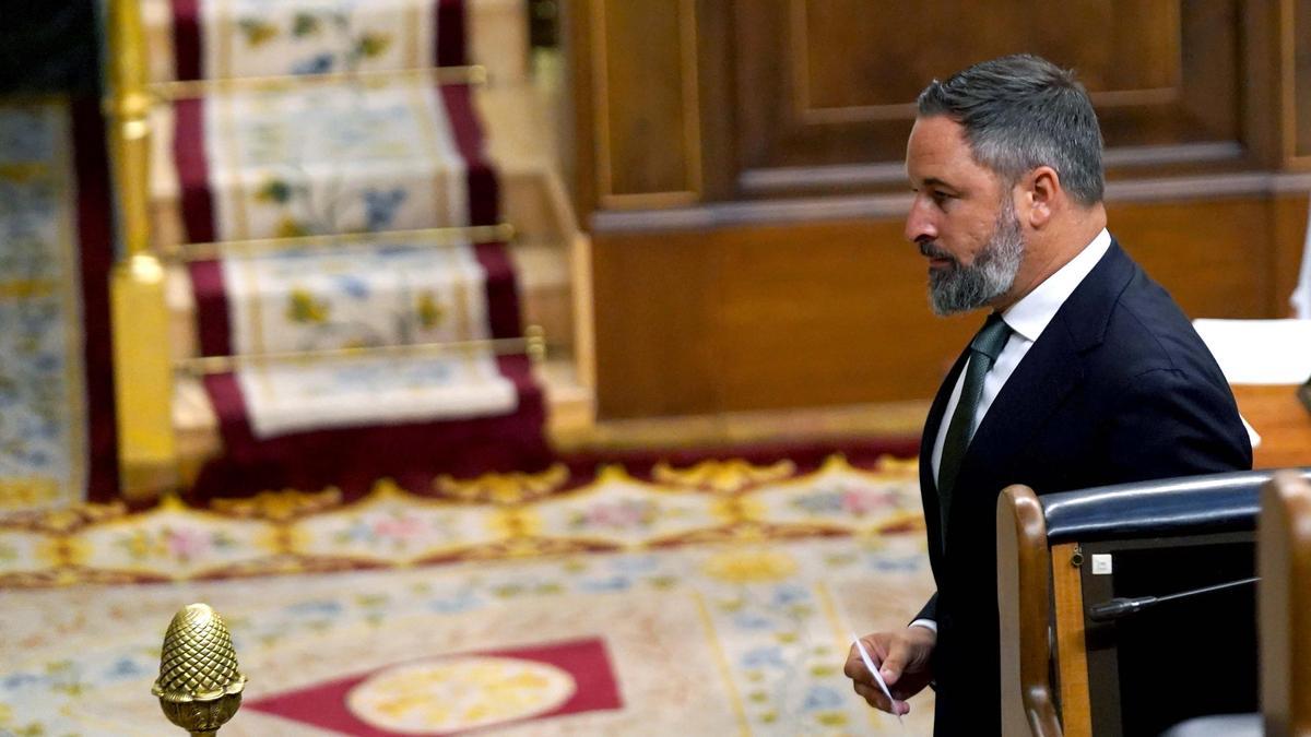 El líder de Vox, Santiago Abascal, en el Congreso de los Diputados.