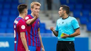 Arnau Comas, durante un partido del filial del Barça