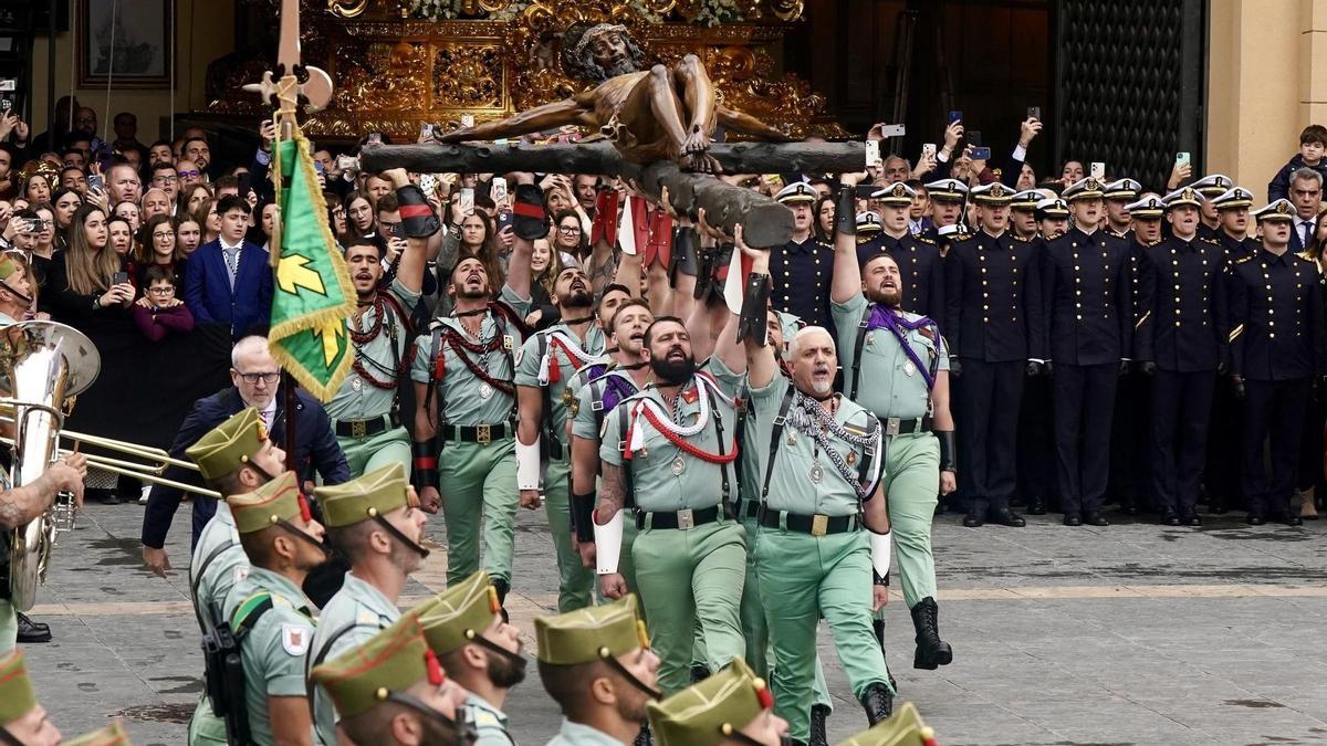 Traslado del Cristo de Mena en Málaga.