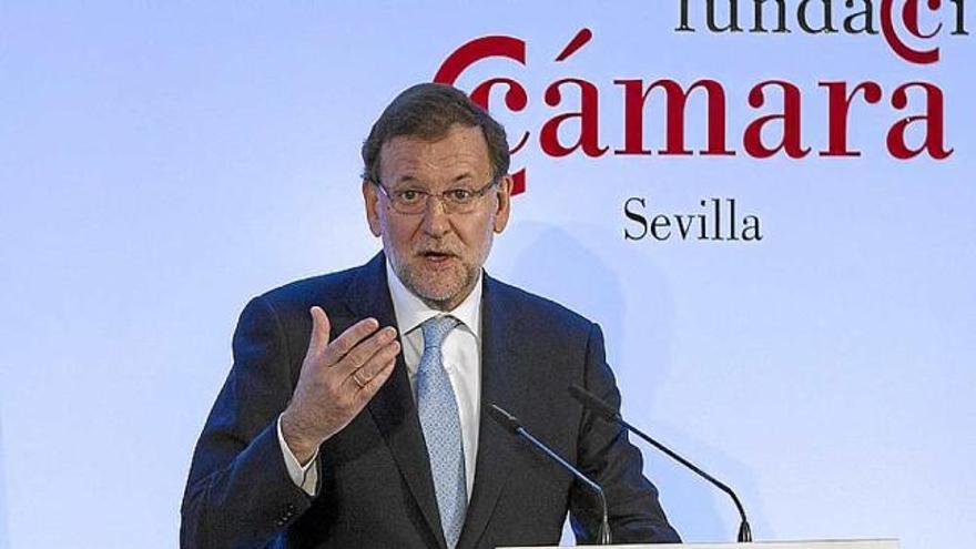 Mariano Rajoy ahir durant l&#039;acte de la Cambra de Comerç de Sevilla