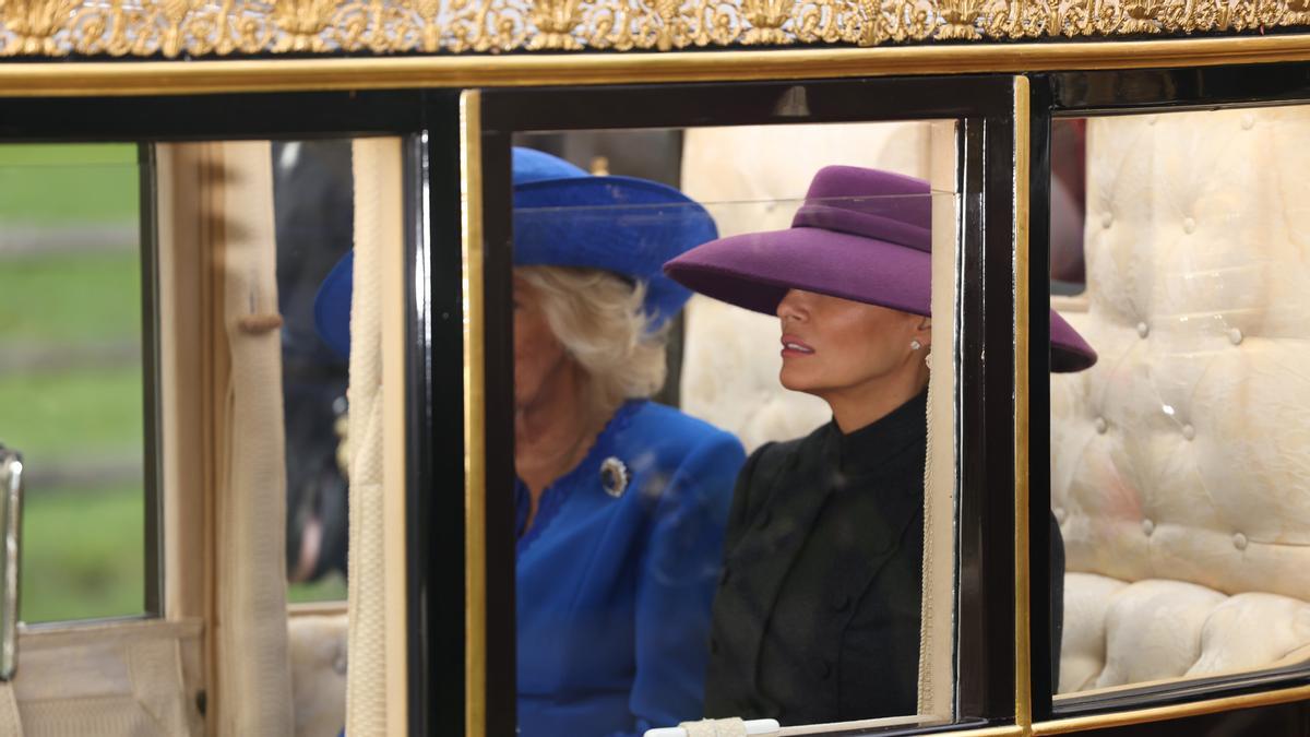 Donald Trump y Melania Trump, en su segunda visita de estado al Reino Unido.