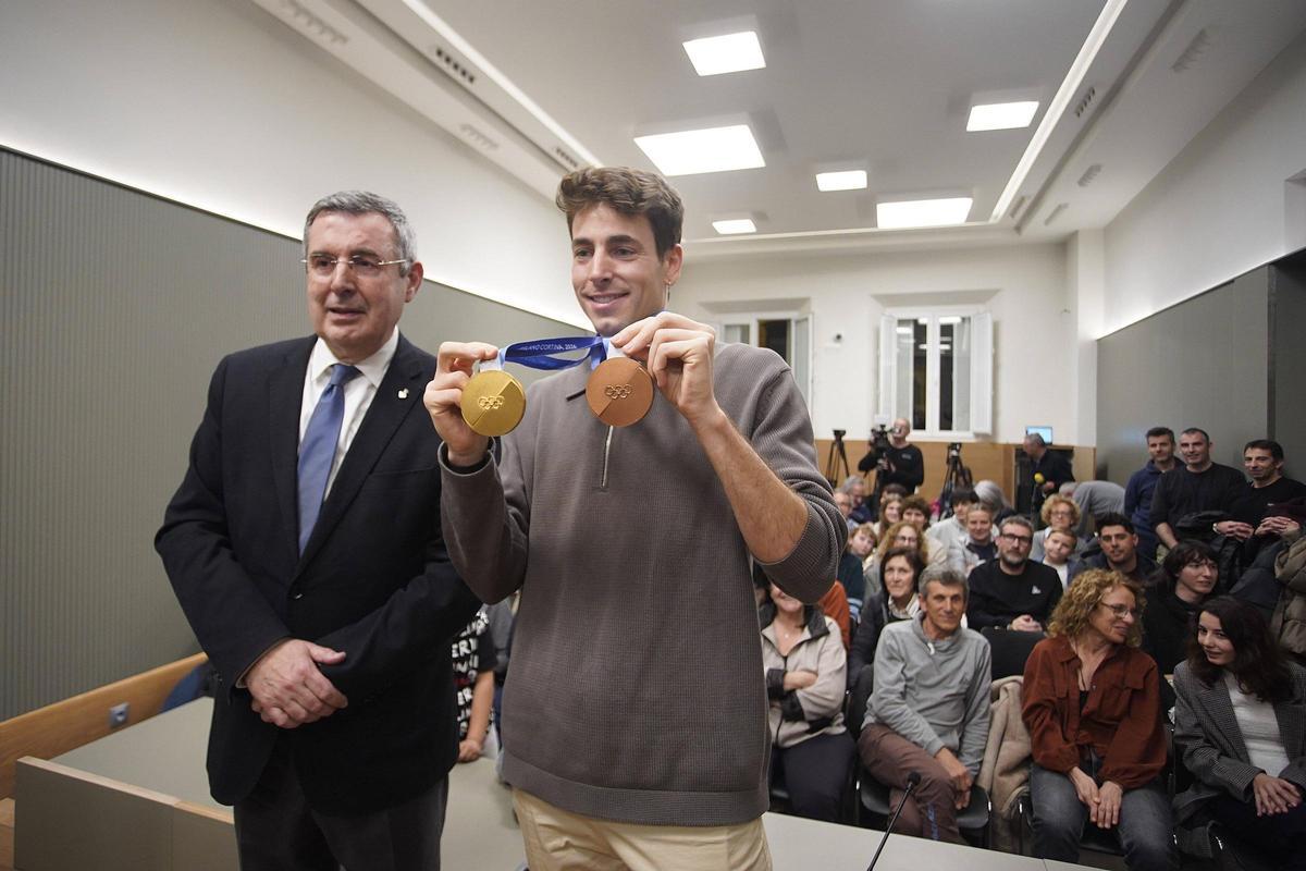 Les fotos de la rebuda d'Oriol Cardona a Banyoles