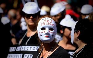 Manifestante en la protesta de Barcelona.