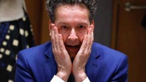 Dijsselbloem, durante el encuentro de ministros de Finanzas de la eurozona, en Bruselas.