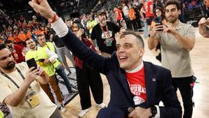 Galbiati, durante la celebración de la Copa con Baskonia