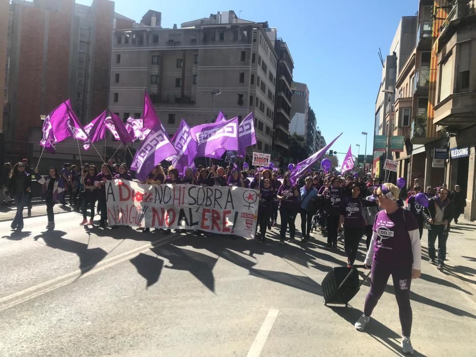 Manifestació sindical a Girona de la vaga del vuit de març