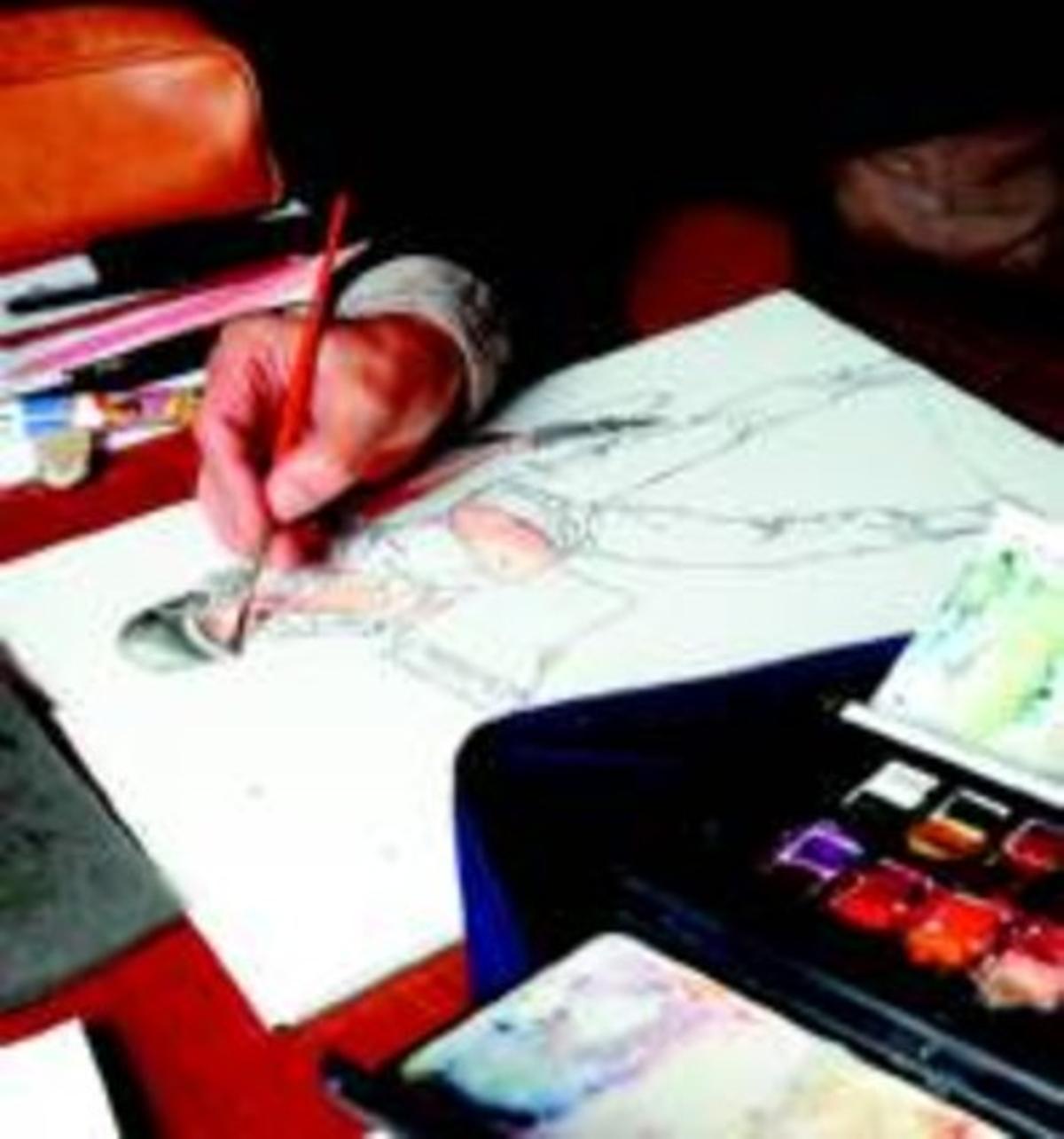 EL COLOR Amb la seva caixa d’aquarel.les portàtil, l’artista, encara dret i amb la jaqueta posada, comença a acolorir el dibuix. EL COLOR Amb la seva caixa d’aquarel.les portàtil, l’artista, encara dret i amb la jaqueta posada, comença a acolorir el dibuix.
