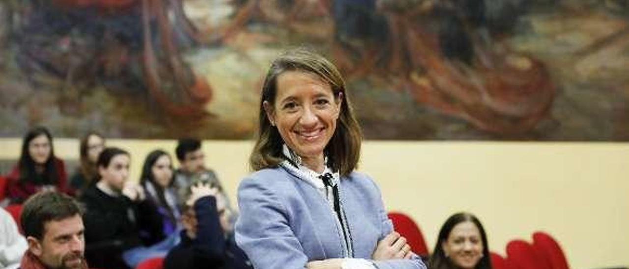 Lucía García Linares, antes de su conferencia en la Politécnica.