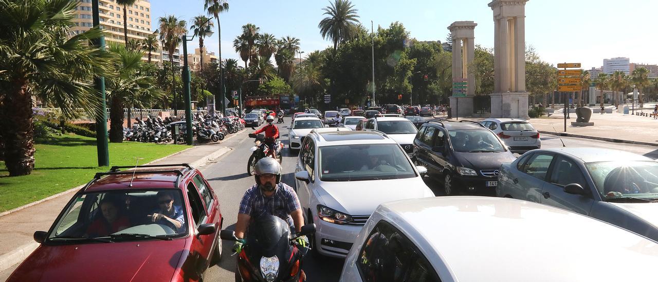 Atascos en el centro de Málaga.