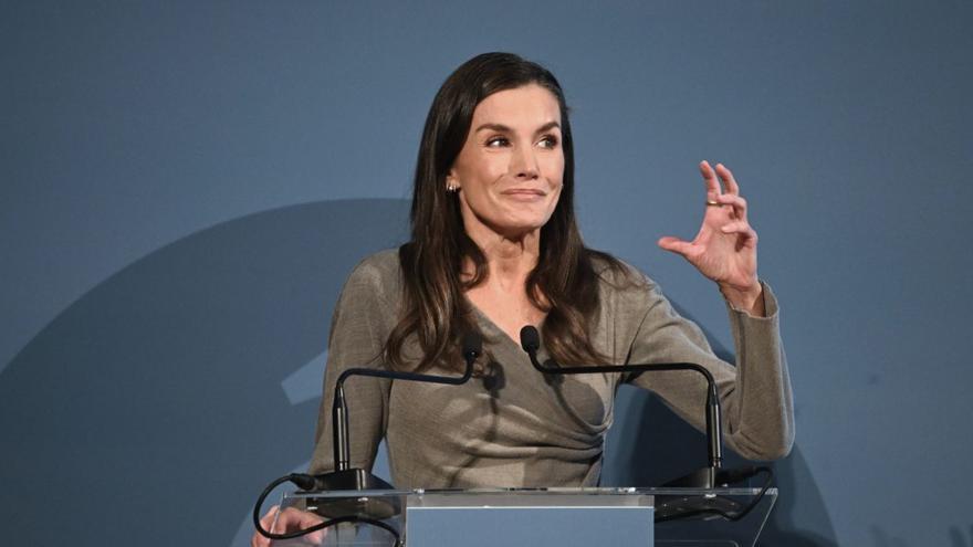 La reina Letizia, durante su intervención en el acto. |  Efe