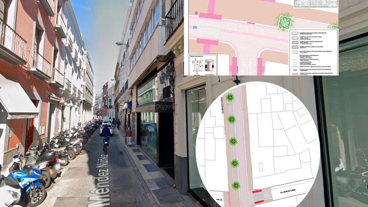 Calle Méndez Núñez con gráficos de su próxima reforma