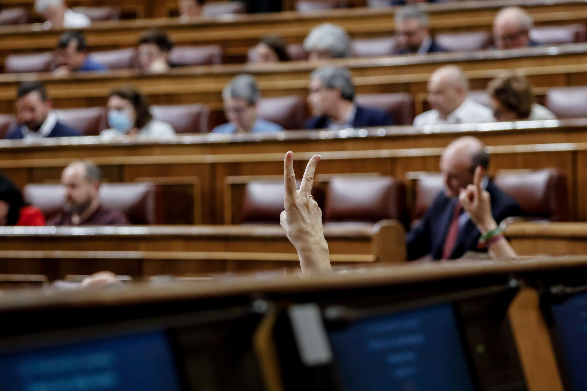 Un diputado vota 'no' durante una votación en una sesión plenaria en el Congreso de los Diputados, a 3 de noviembre de 2022, en Madrid (España).