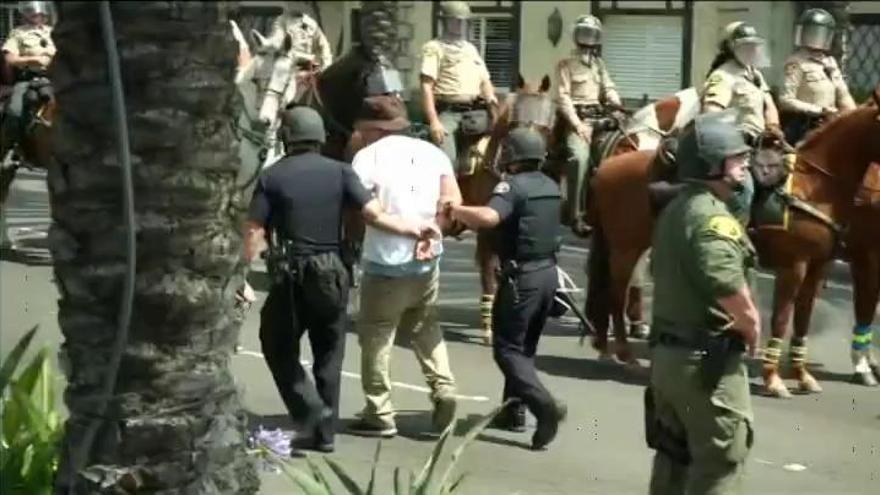 Ocho detenidos en varias protestas tras un discurso de Trump