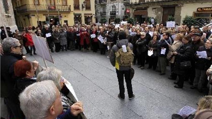 Un momento de la protesta ante el Palau de la Generalitat.