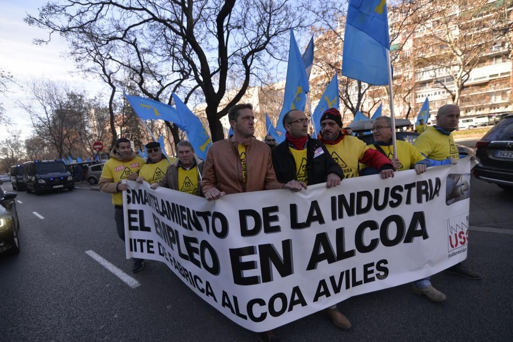 Manifestación de trabajadores de Alcoa en Madrid