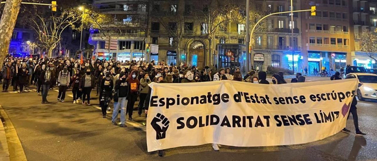 Manifestación en Barcelona contra el espionaje policial.