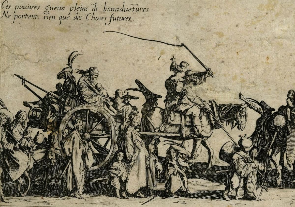 Grabado francés del siglo XVIII que describe el éxodo de los gitanos