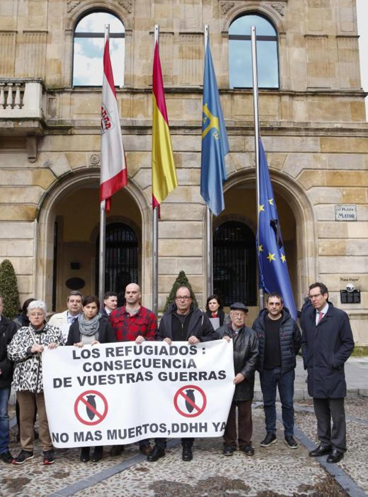 Colocación del crespón negro en la bandera europea